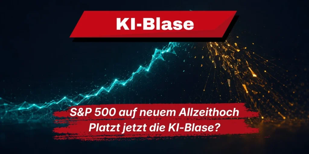 Titelbild zum S&P 500 auf Allzeithoch und der Frage, ob die KI-Blase platzt