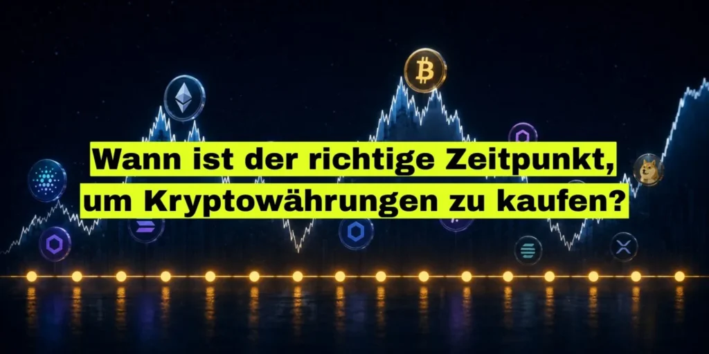 Titelbild zur Frage nach dem richtigen Zeitpunkt für den Kauf von Kryptowährungen